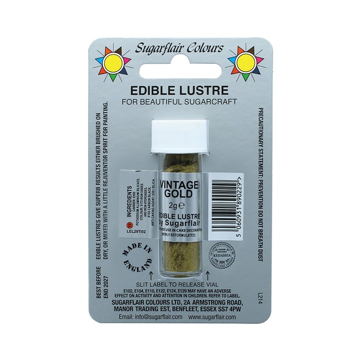 Sugarflair Titanium Free Vintage Gold Lustre 2g