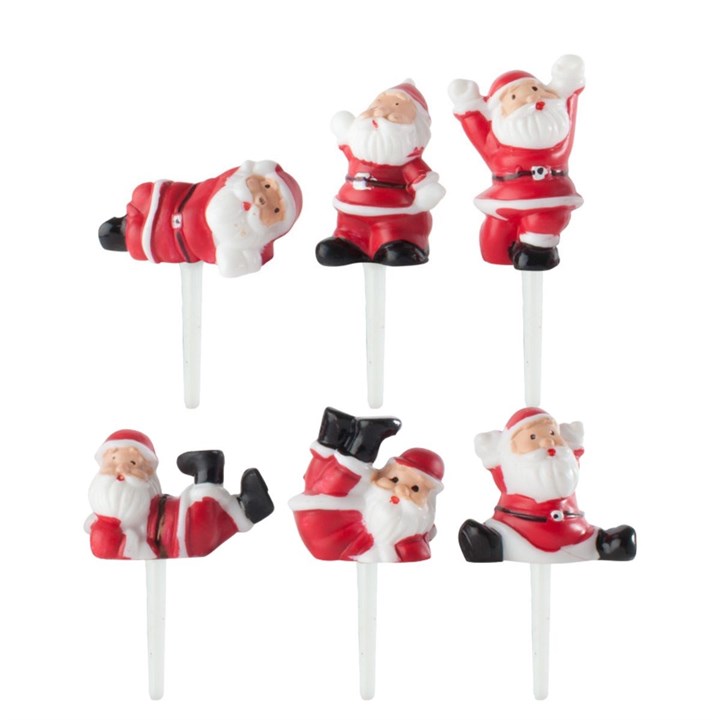 Plastic Assorted Santa's on Sticks - 30mm