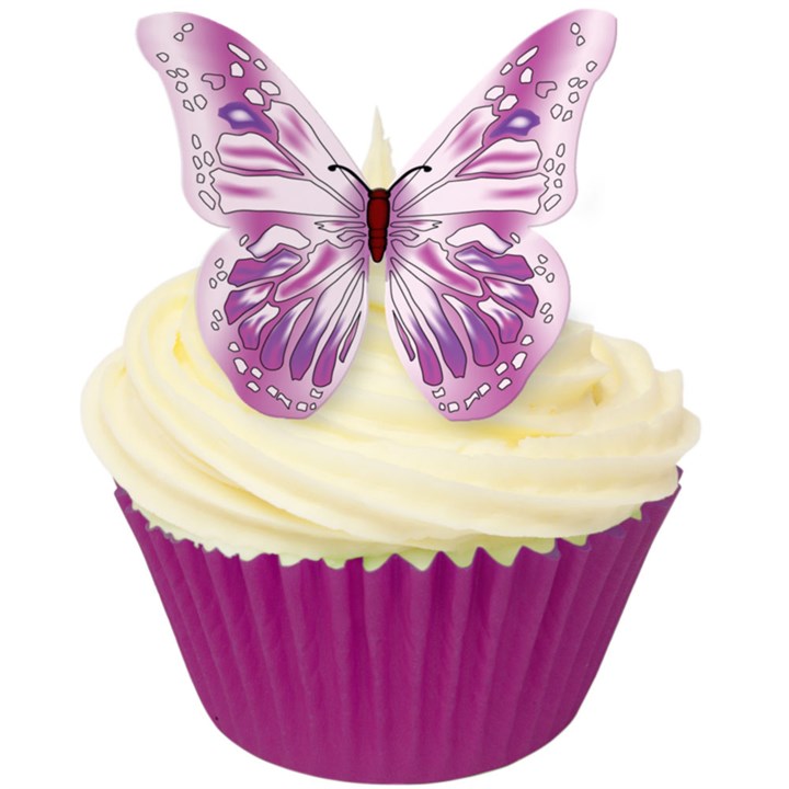 Pink/Purple Butterfly Edible Wafer Decorations
