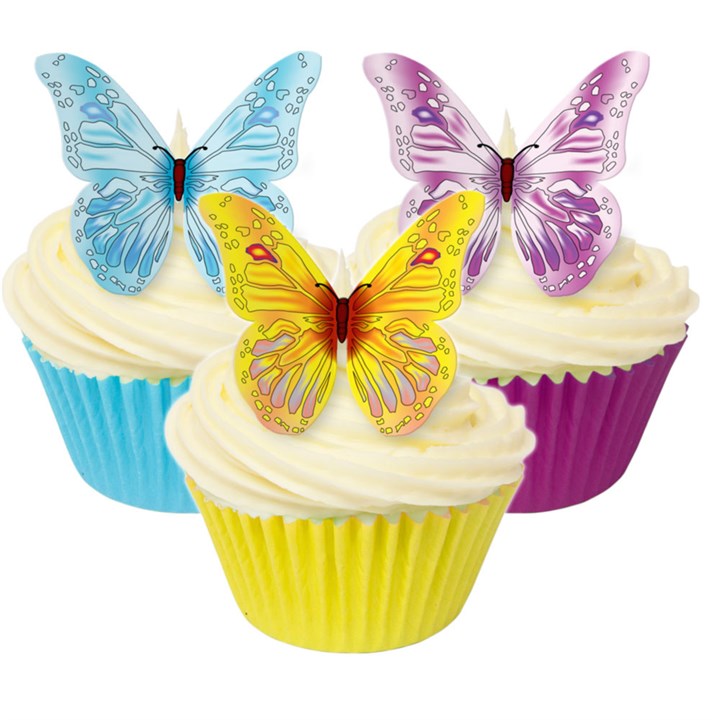 Assorted Colours Butterfly Edible Wafer Decorations