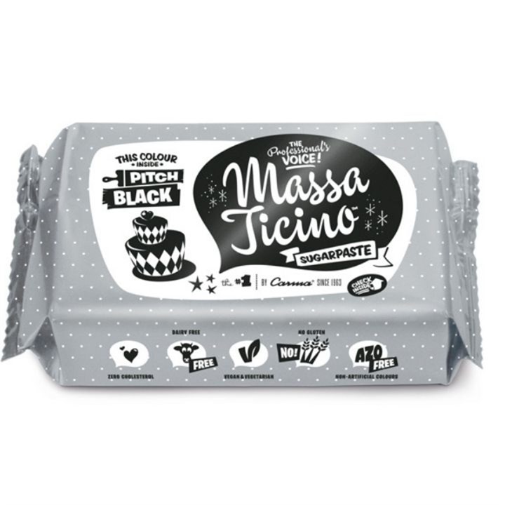 Massa Ticino Pitch Black Sugar Paste 1kg x 12