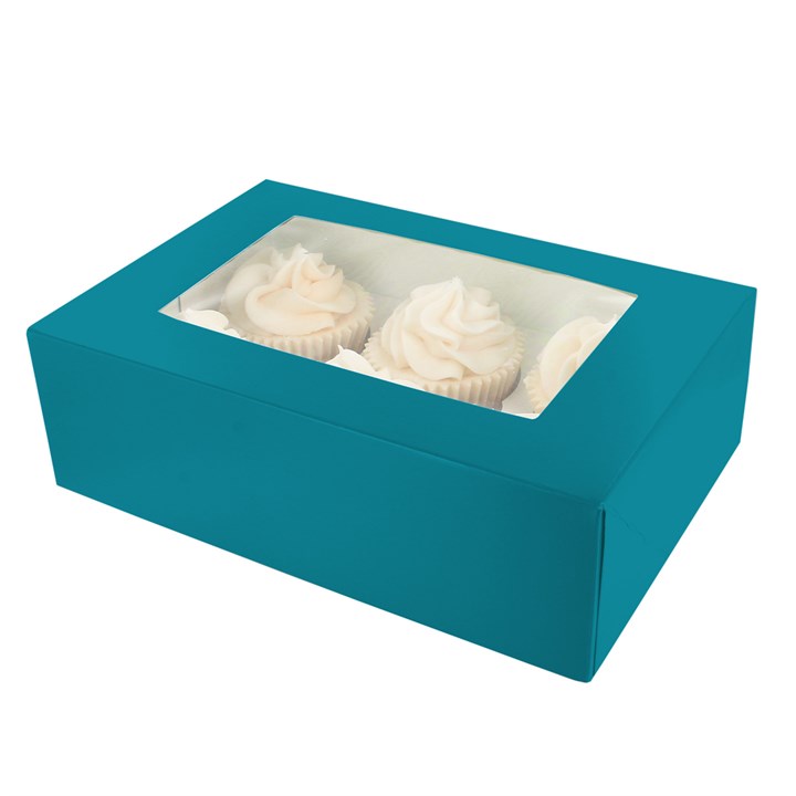 6/12 Cupcake Box - Brights-Teal - Single