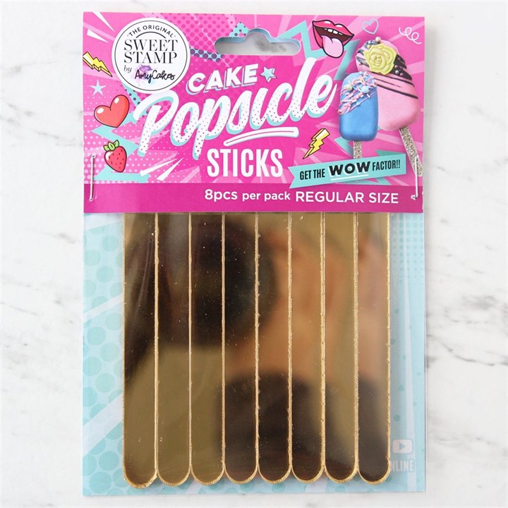 Sweet Stamp Gold Mirror Cake Popsicle Sticks