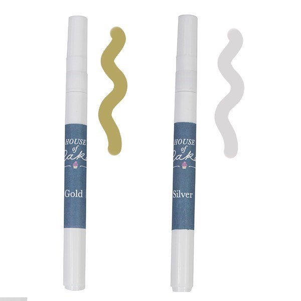 House of Cake Edible Pearl Pens - Gold & Silver - Pack of 2