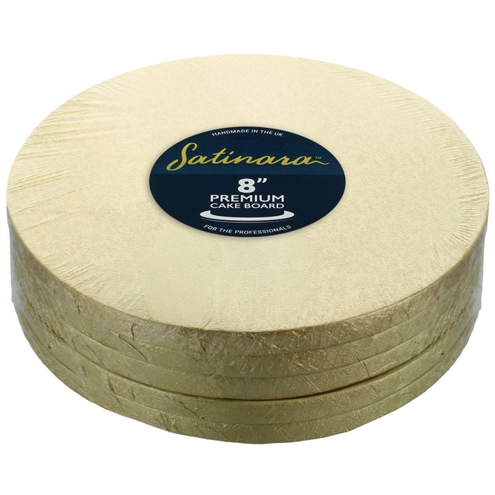 Satinara 8" (203mm) Pale Gold Round Cake Boards - 5 Pack
