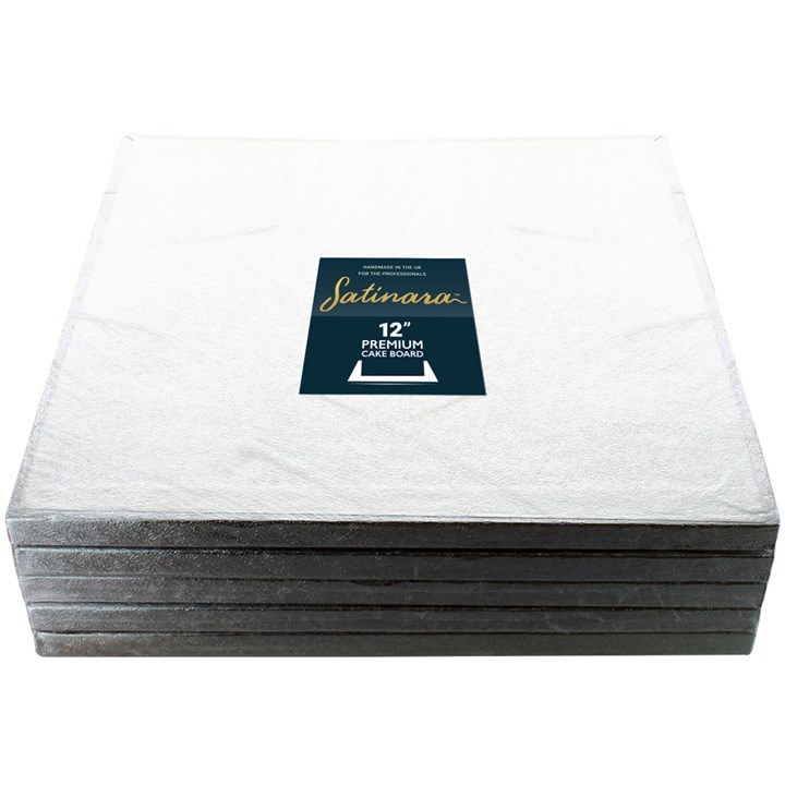 Satinara 12" (304mm) Silver Square Cake Boards - 5 Pack