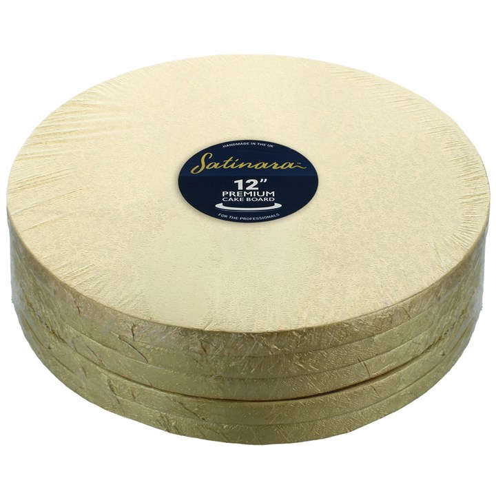 Satinara 12" (304mm) Pale Gold Round Cake Boards - 5 Pack