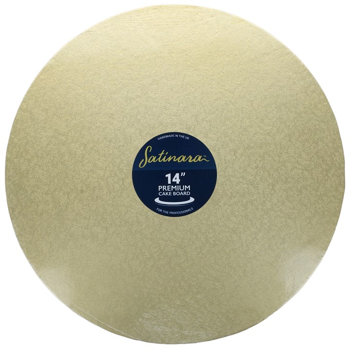 Satinara 14" (355mm) Pale Gold Round Cake Board - Individually Wrapped Single