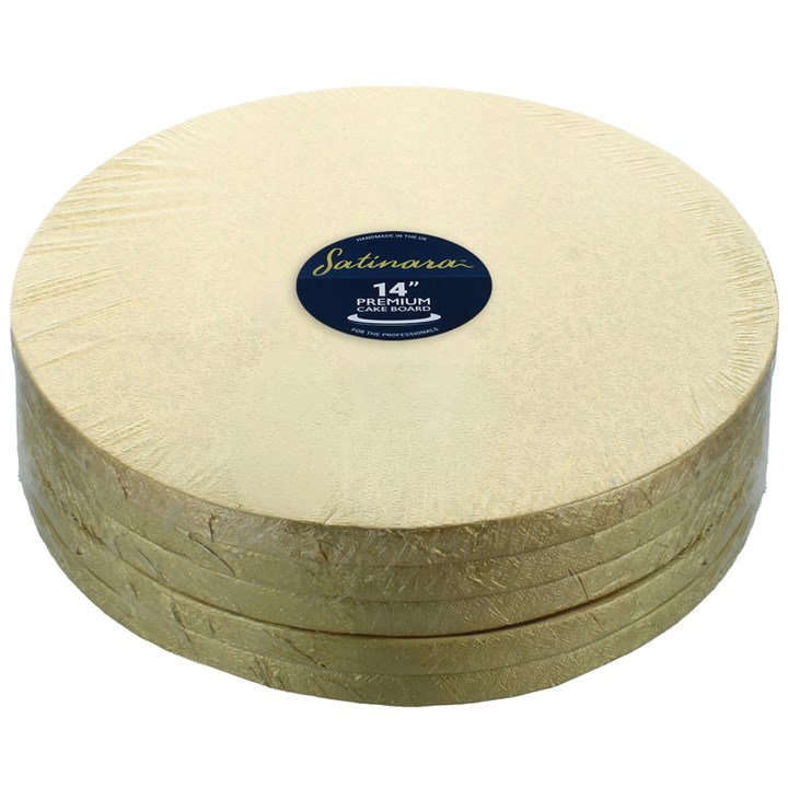 Satinara 14" (355mm) Pale Gold Round Cake Boards - 5 Pack