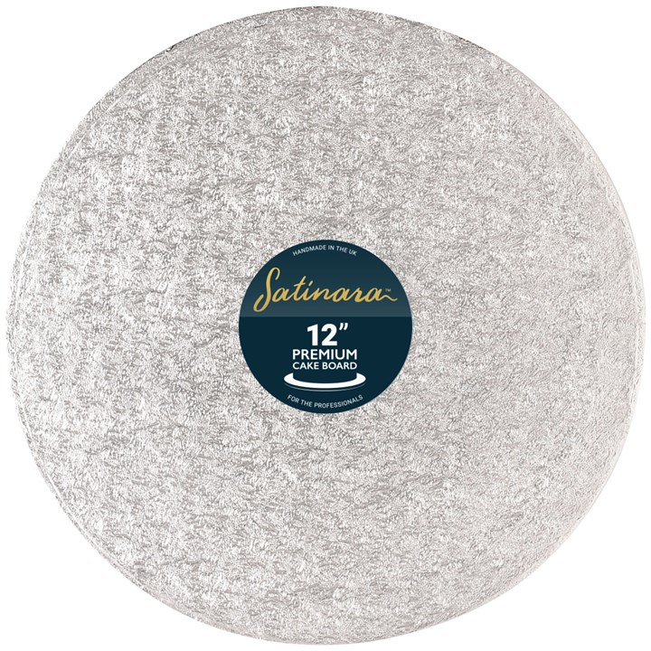 Satinara 12" (304mm) Silver Round Cake Board - Individually Wrapped Single