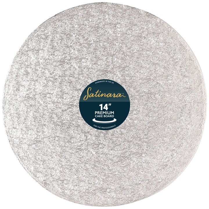 Satinara 14" (355mm) Silver Round Cake Board - Individually Wrapped Single