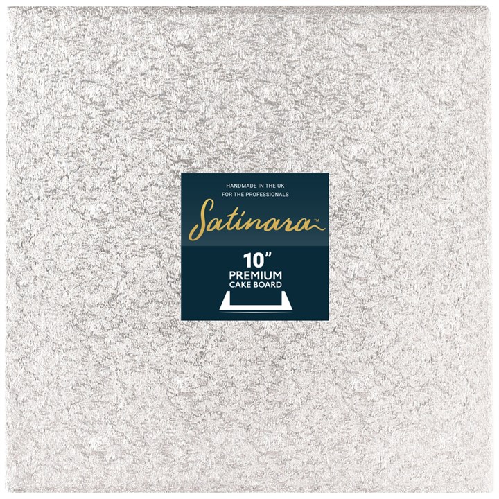 Satinara 10" (254mm) Silver Square Cake Board - Individually Wrapped Single