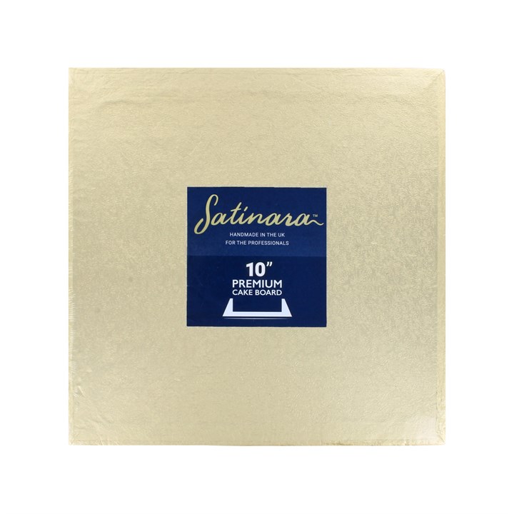 Satinara 10" (254mm) Pale Gold Square Cake Board - Individually Wrapped Single