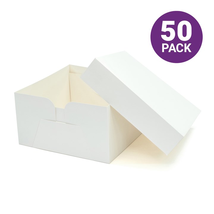 11" Standard White Cake Boxes & Lids - 50 pack