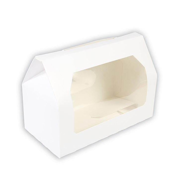 White Window 2 Hole Cupcake Box