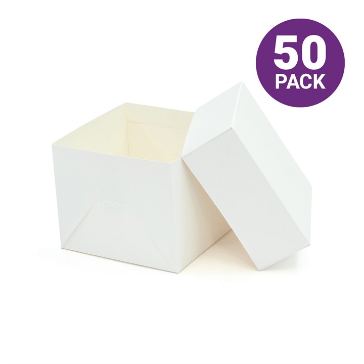 10" Standard White Cake Boxes & Lids - 50 pack