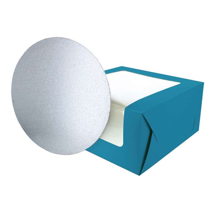 Teal 10" Windowed Cake Box and Double Thick Cake Card From Baked With Love