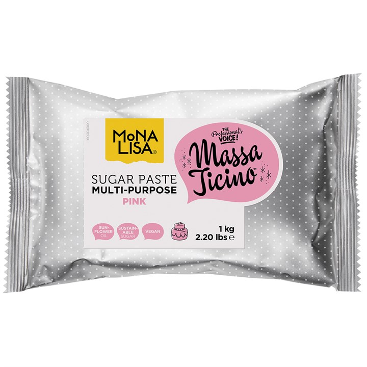 Massa Ticino by Mona Lisa Multi-Purpose Sugar Paste -Pink -1kg - SALE