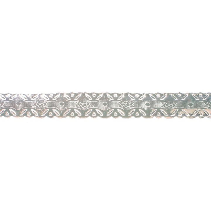 Silver Coloured Embossed Cake Band - 13mm x 50m
