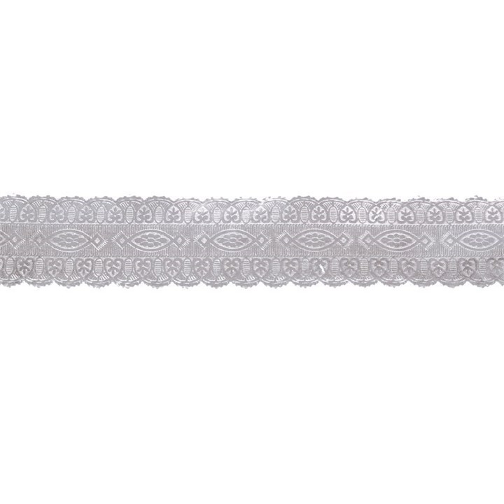 Silver Coloured Embossed Cake Band - 25mm x 50m