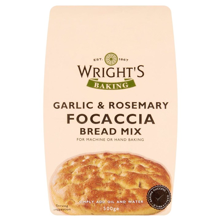 Wrights Garlic & Rosemary Focaccia Bread Mix 500g - single