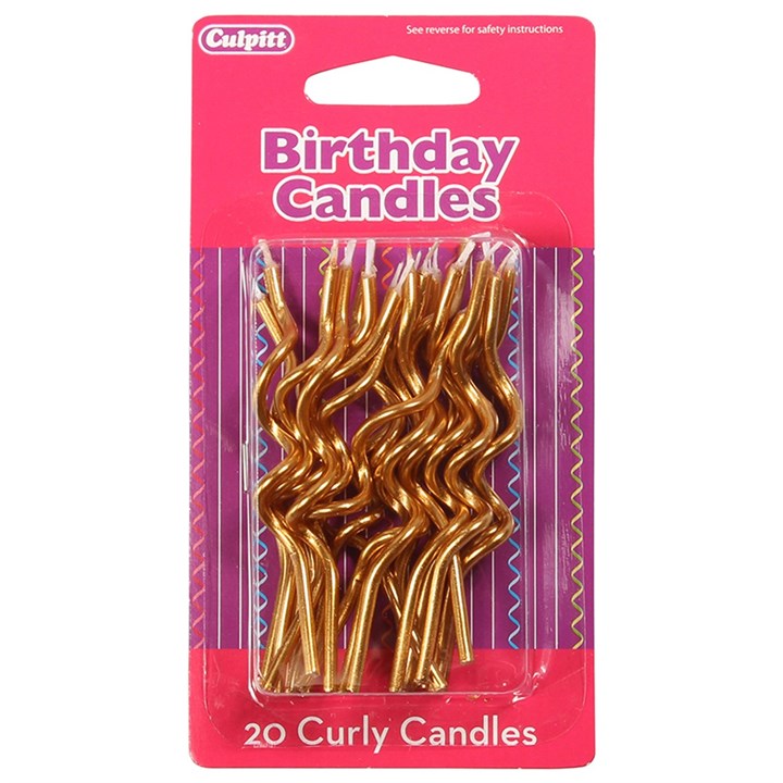 Gold Curly Candles - single