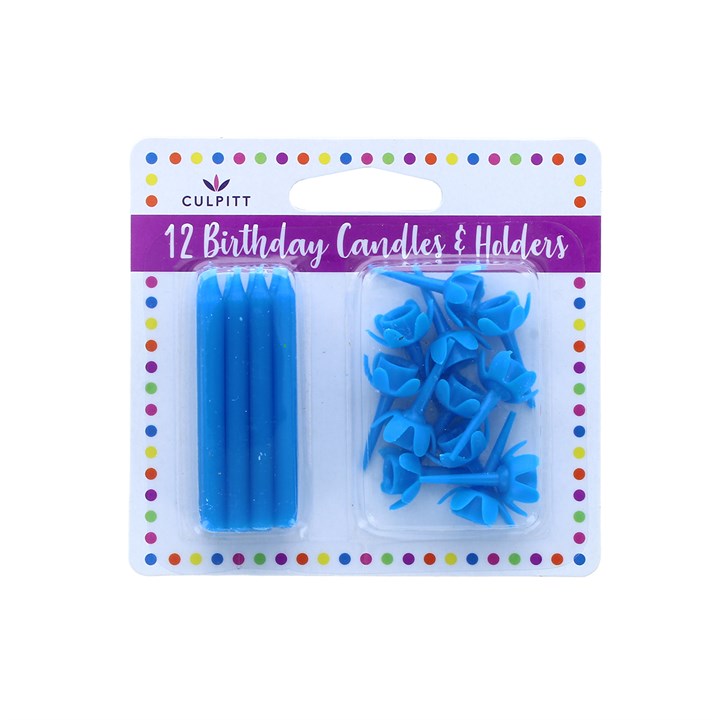 Blue Candles and Holders - single
