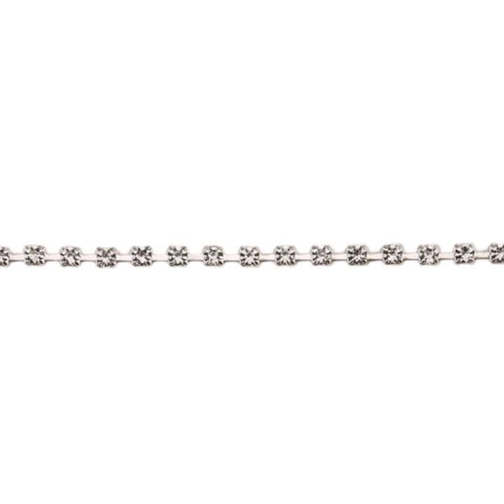 Diamante Trim Silver Colour Setting - 1 metre - single