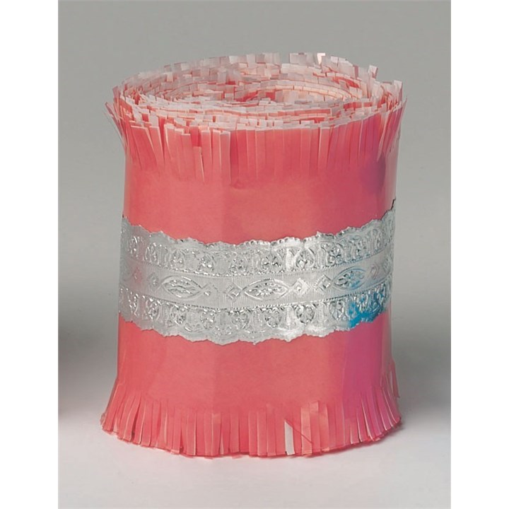 Silver Lace Foil on Pink Paper - 83mm