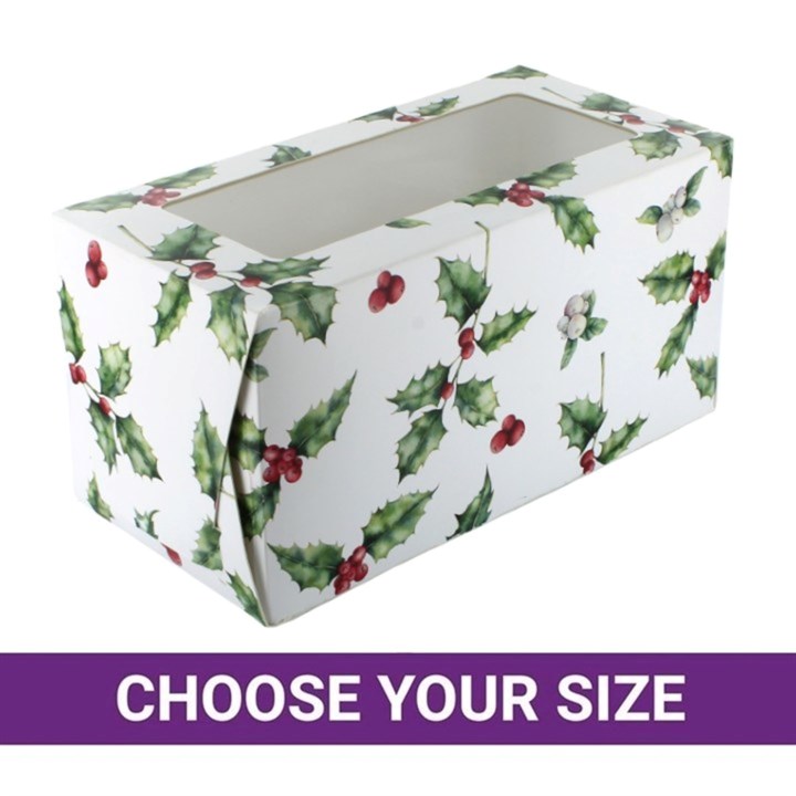 Vintage Holly Christmas Log Cake Boxes