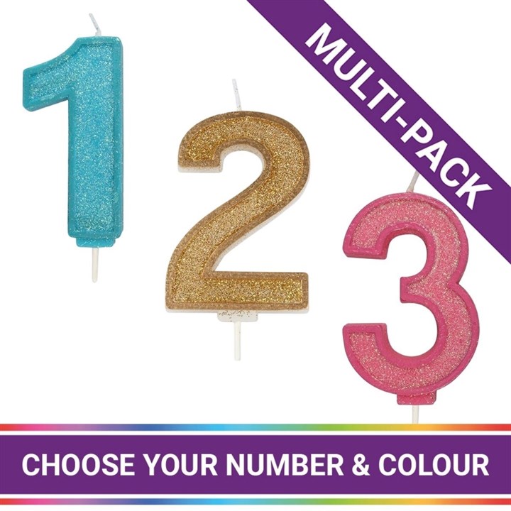Sparkle Numeral Candles - 6 Pack
