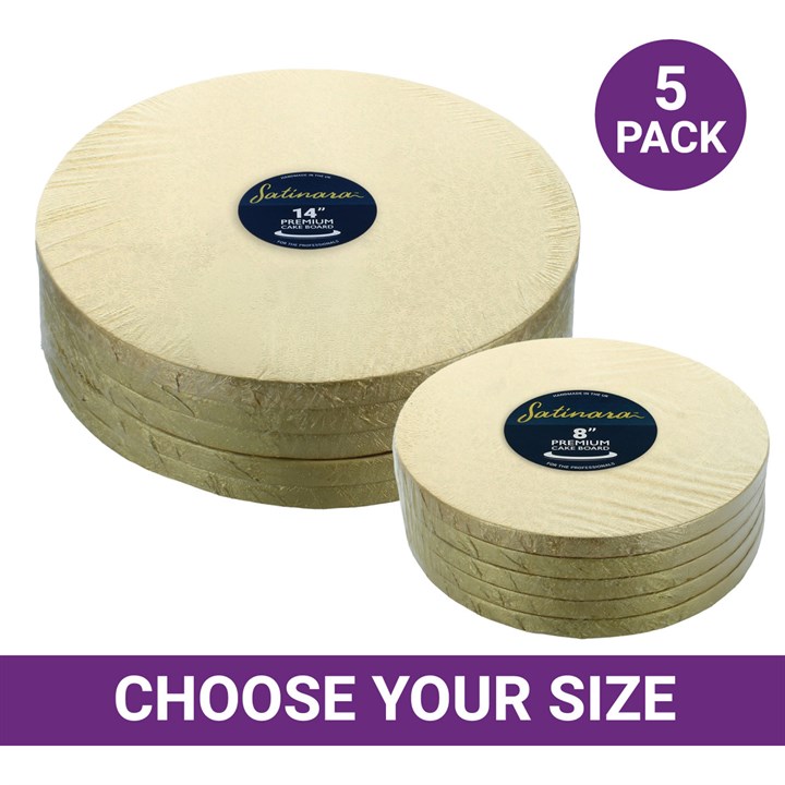Satinara Pale Gold Round Cake Boards - 5 Pack
