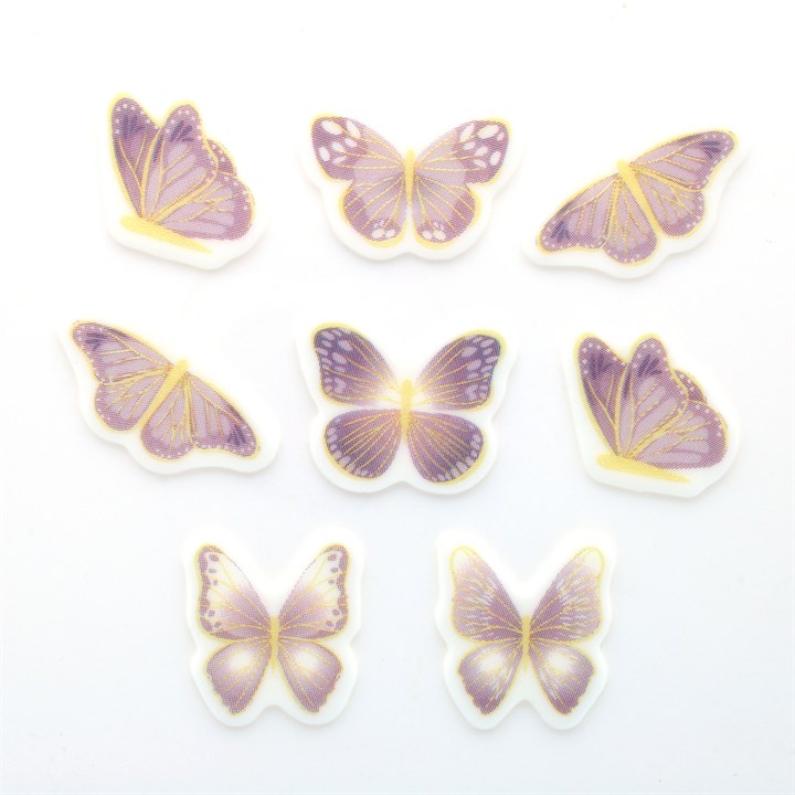 Lilac & Gold Butterflies Sugar Decorations