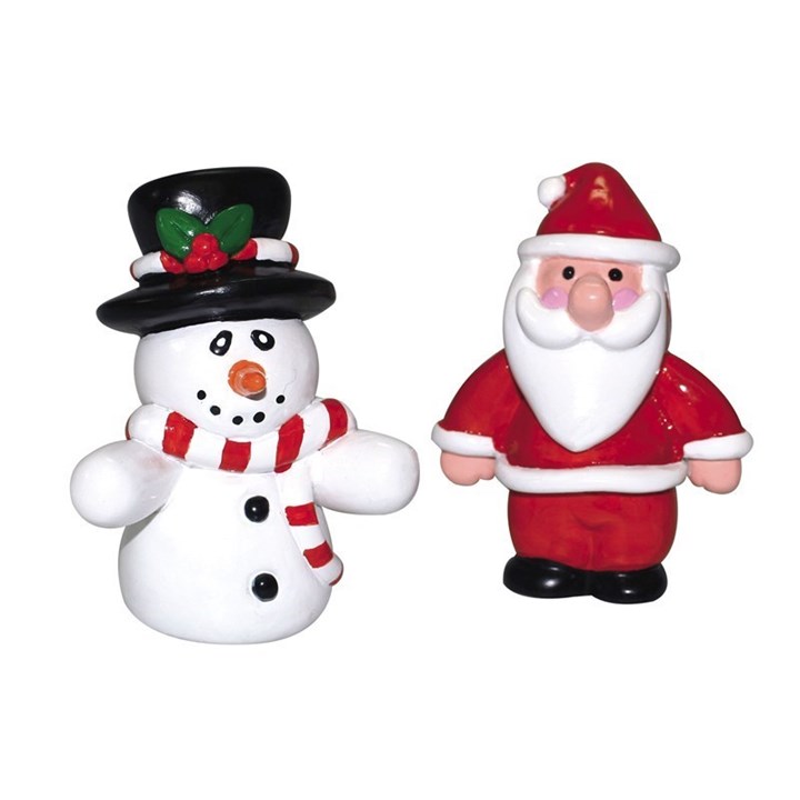 Snowman and Santa Figurines