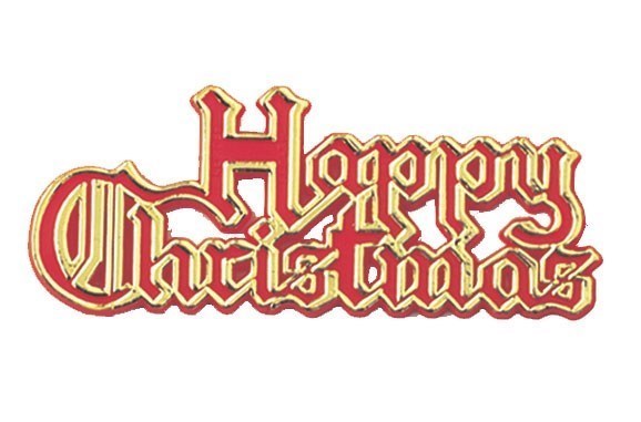 Plastic Happy Christmas Red/Gold Coloured Motto