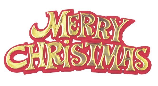 Plastic Merry Christmas Gold/Red Coloured Motto
