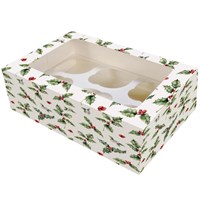 6/12 Cupcake Box -Vintage Holly