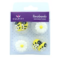 Bee & Daisy Sugar Decorations - 12 piece - Boxed 12