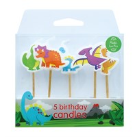 5 Dinosaur Birthday Candles - 10 pack