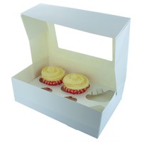White 6 Cavity Cupcake / Muffin Box - 25 Pack
