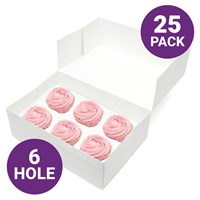 White 6 Hole Cupcake Box with Plain Lid