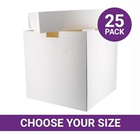 Tall White Cake Boxes & Lids - Multipack