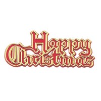 Plastic Happy Christmas Red/Gold Coloured Motto
