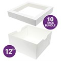 12" Cake Box & Window Lid Combo - 10 Sets