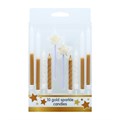 10 Gold Sparkle Cake Topper Candles