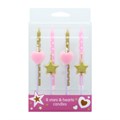 8 Stars & Hearts Cake Topper Candles - Single
