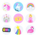 Printed Sugar Edible Toppers - Magical Collection - 38mm- Bulk Packed