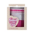 12 Hot Pink Baking Cups - 50mm - single pack
