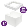 8" Cake Box & Window Lid Combo - 10 Sets