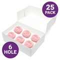 White 6 Hole Cupcake Box with Plain Lid